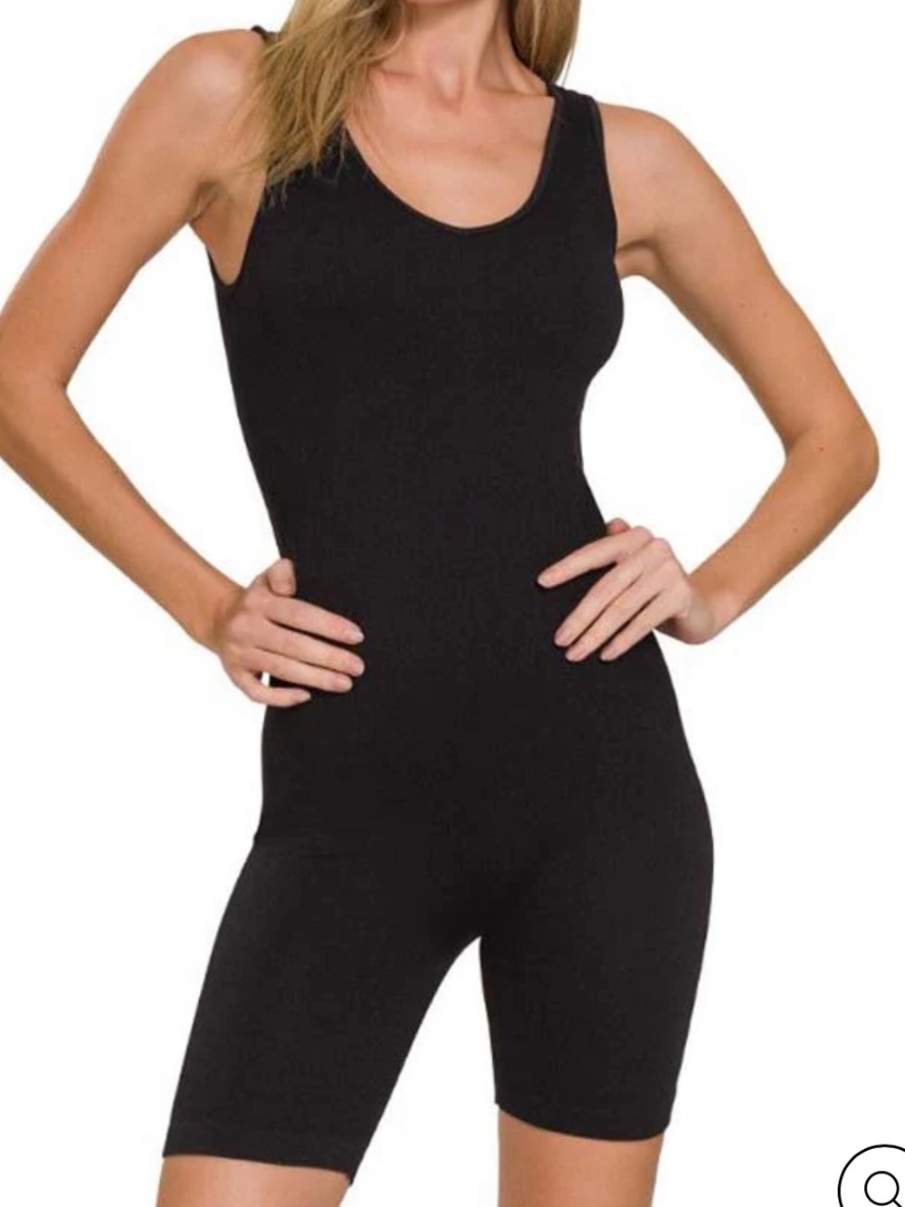 New Zenana Black Sleeveless Biker Short Romper Sz Large/XL